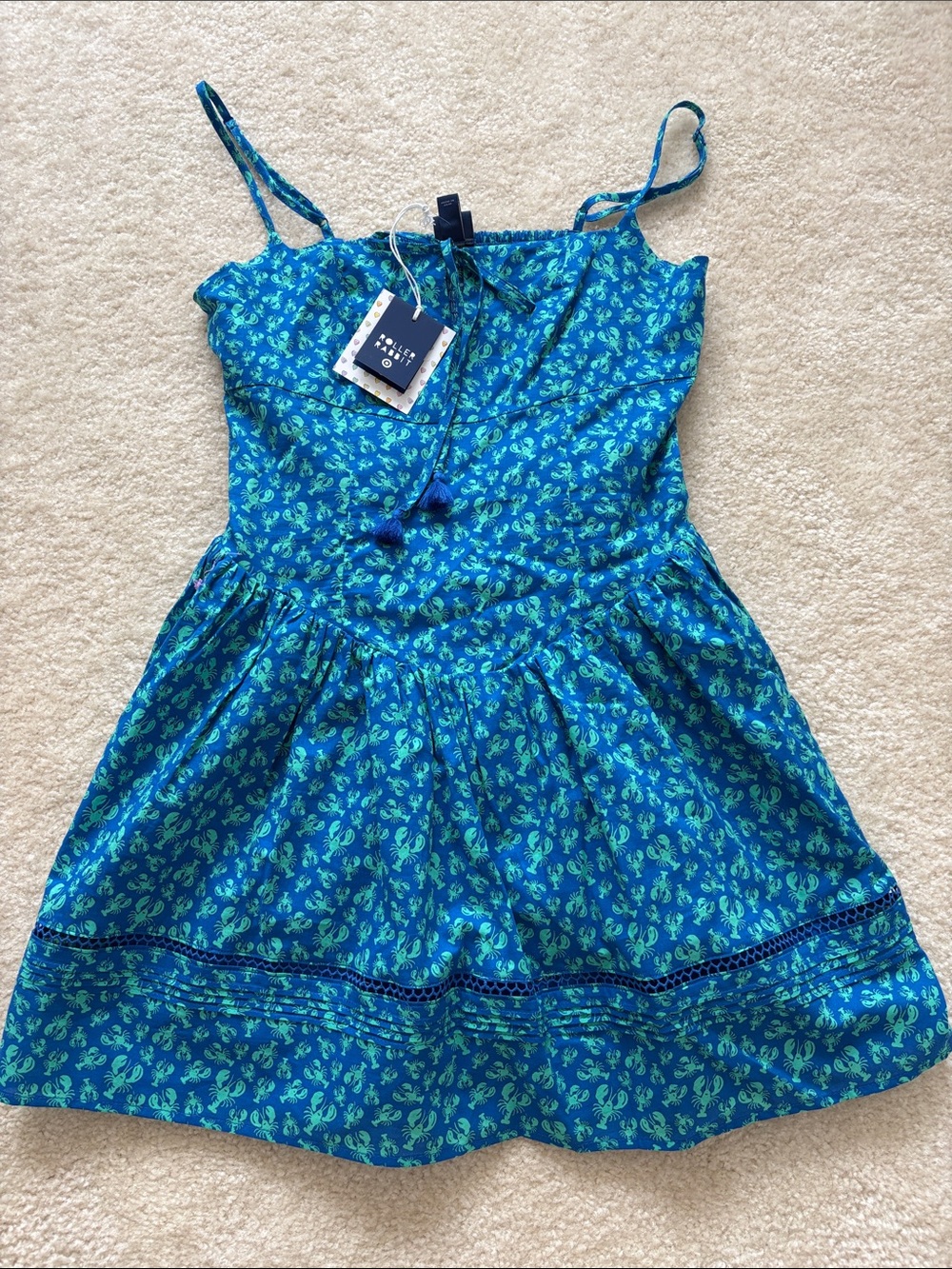 Roller Rabbit Blue Sundress with Green Print